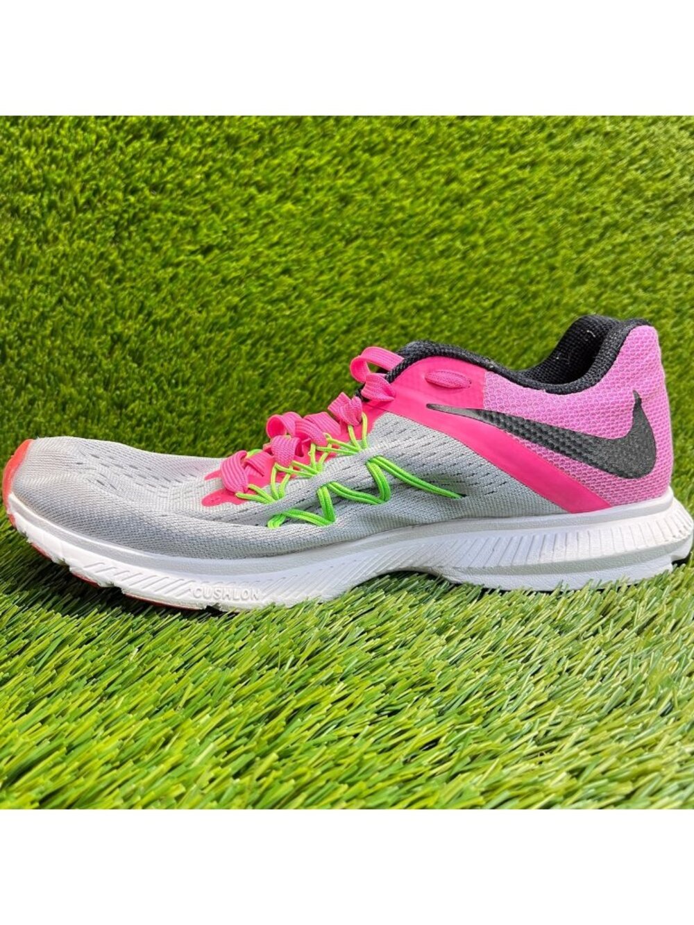 Nike Air Zoom Winflo 3 Womens Size 10 Gray Pink Athletic Running Shoes Sneakers - Picture 2 of 11